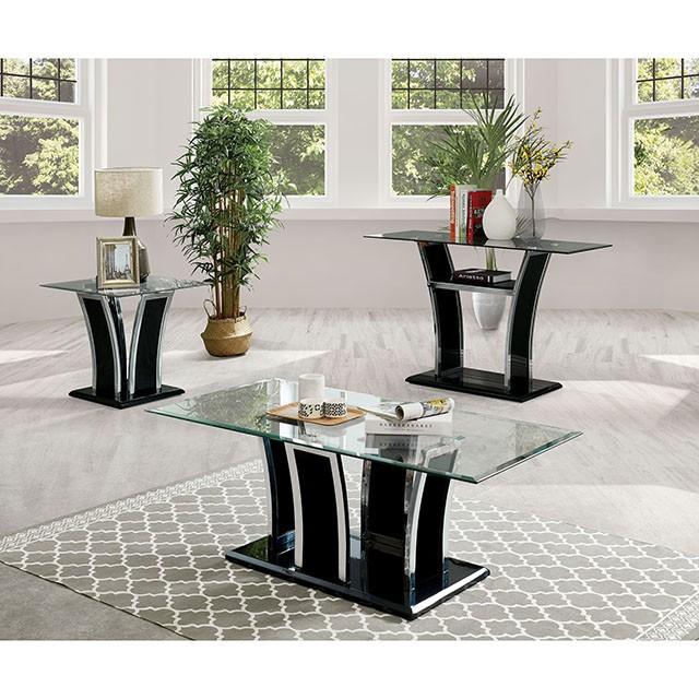 Staten Glossy Black/Chrome End Table - 3 Bros Warehouse