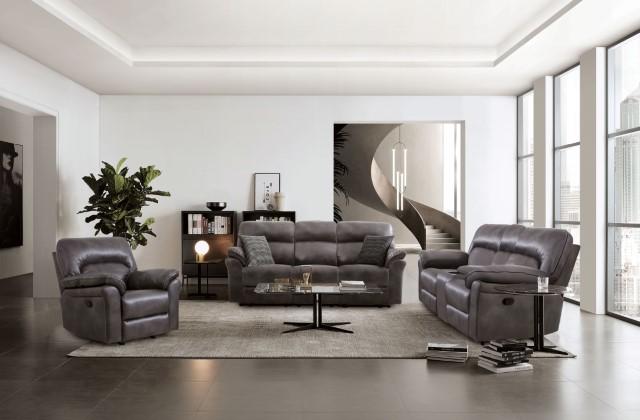 JOSIAS Sofa, Dark Gray Leatherette - 3 Bros Warehouse