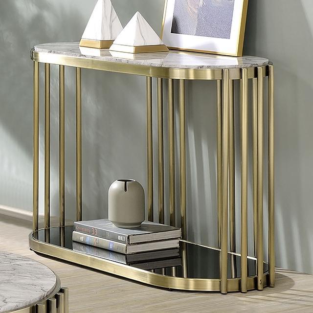 OFELIA Sofa Table, Antique Brass/Black - 3 Bros Warehouse