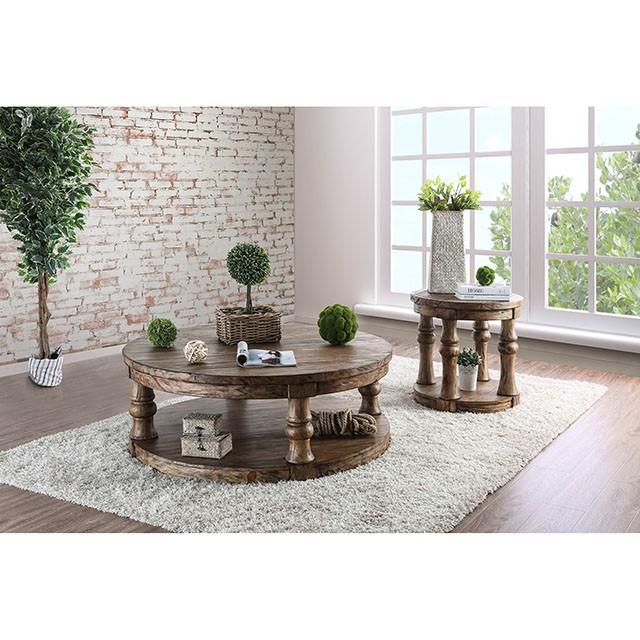 Mika Antique Oak End Table - 3 Bros Warehouse