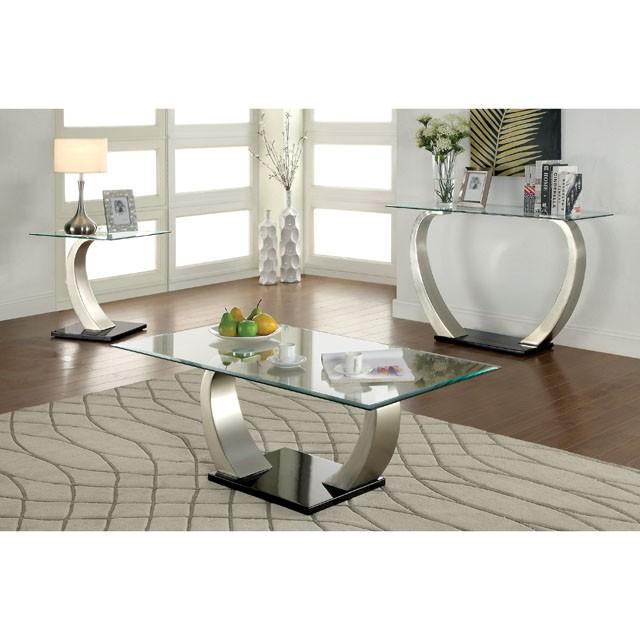 ROXO Satin Plated/Black End Table - 3 Bros Warehouse