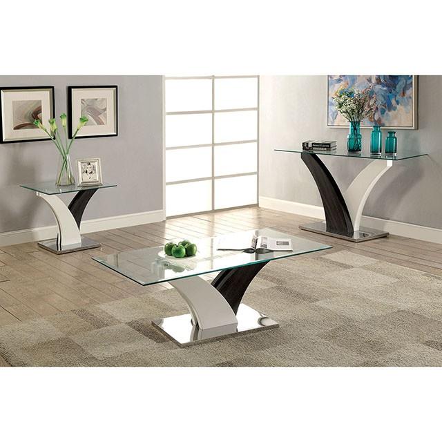 SLOANE White/Dark Gray/Chrome Coffee Table - 3 Bros Warehouse
