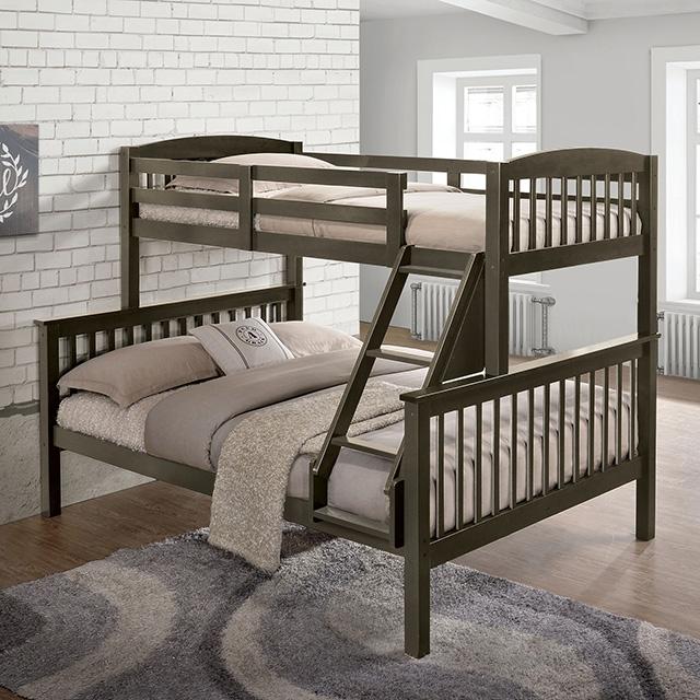 Brookings Twin/Full Bunk Bed White, Brown & Black - 3 Bros Warehouse