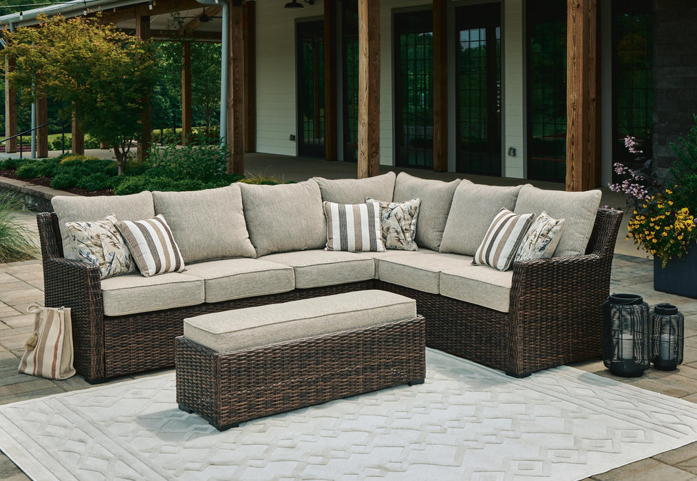 Brook Ranch Outdoor Sofa Sectional/Bench with Cushion (Set of 3) - 3 Bros Warehouse