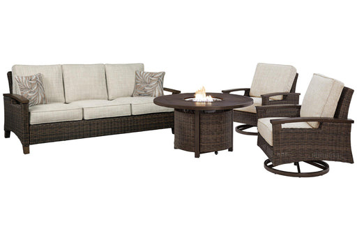 Paradise Trail Outdoor Sofa, Lounge Chairs and Fire Pit Table - 3 Bros Warehouse