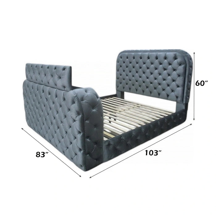 Eastern King Bed w/LED, Fireplace & TV Stand