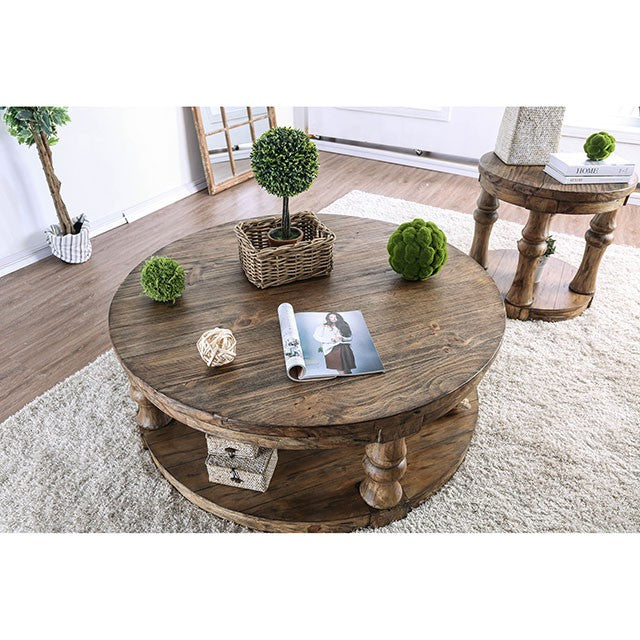 Mika Antique Oak End Table - 3 Bros Warehouse