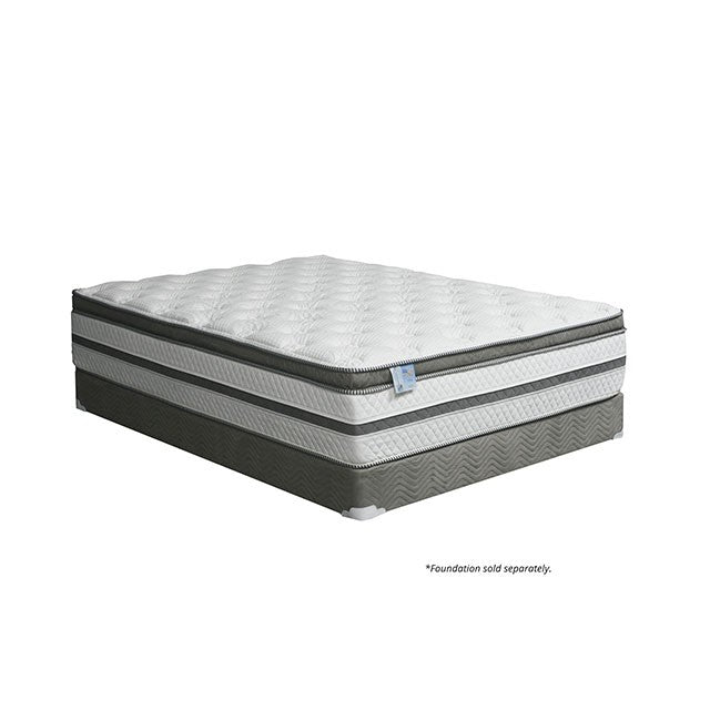 SIDDALEE White/Gray 16" Euro Pillow Top Mattress, Cal.King - 3 Bros Warehouse